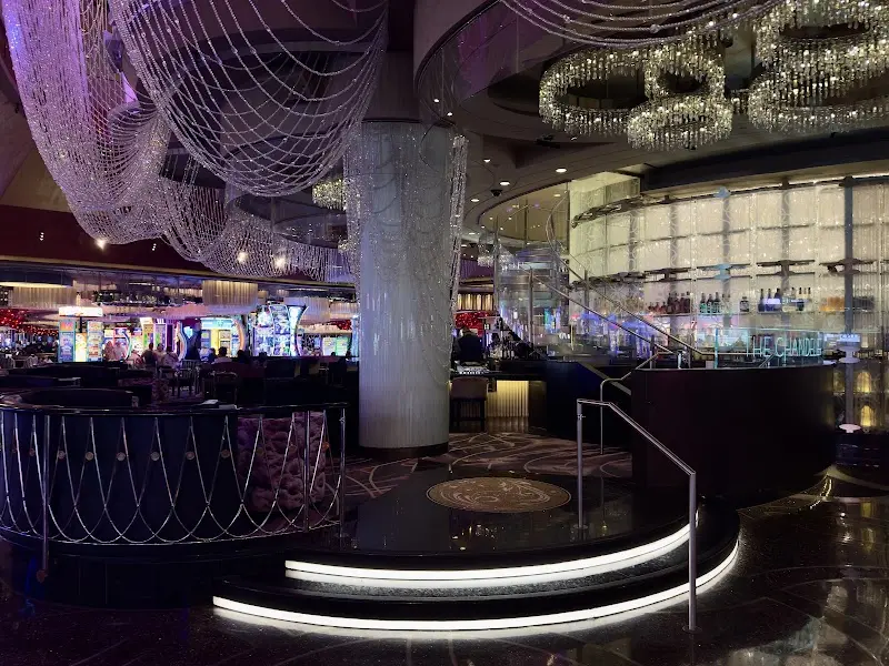 Chandelier Bar's iconic three-story chandelier installation